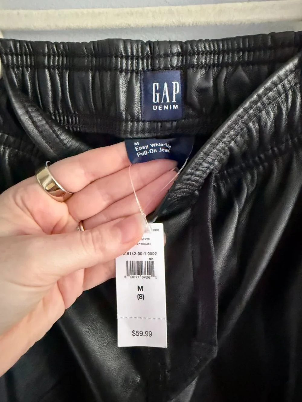 NWT Gap Faux Leather Wide Leg Cargo Pull-On Pants Black Kids M 8